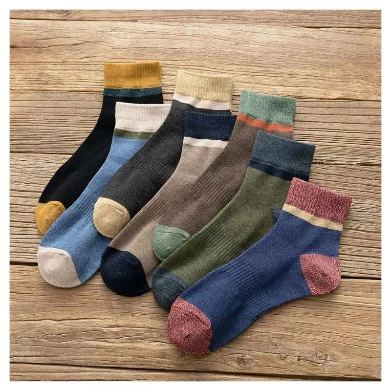 Men's Cotton Socks Harajuku Middle Tube Comfortable Sock Fashion Colorful Casual Socks Male All-match Color Matching Stockings