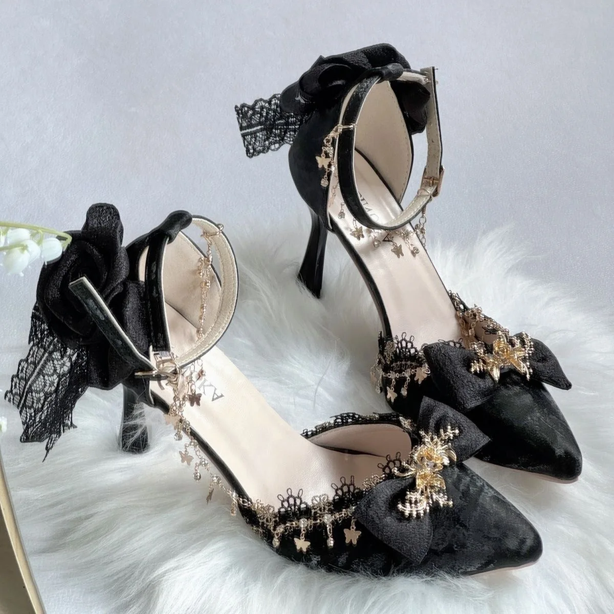 shoes for woman white blue black bridal shoes wedding heels y2k heel Lolita cosplay shoes for girl bow fancy shoes luxury