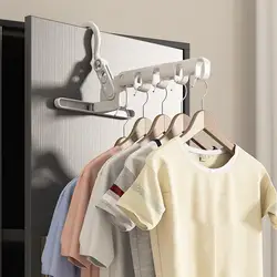 Foldable Travel Hangers Multifunctional Drying Rack Wall Mounted Retractable Portable Clothes 5 Holes Drying Rack