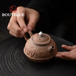160ml Handmade Gilded Silver Teapot Antique Old Rock Mud Pot Household Tea Maker Kettle with Infuser Kung Fu Tea Tableware Craft