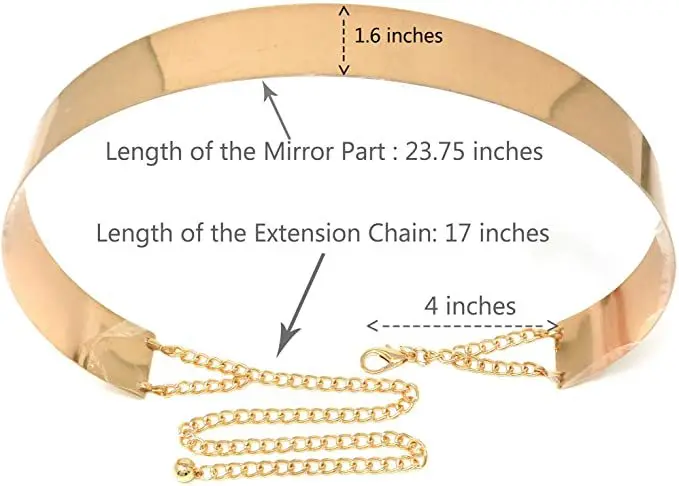 Trendige Spiegel-Metallplatte, Taillengürtel, Korsett-Kette für Damen, europäisch-amerikanischer Stil, Kleider, dekoratives Accessoire, 2 cm, 3 5 cm Breite – Detail 11
