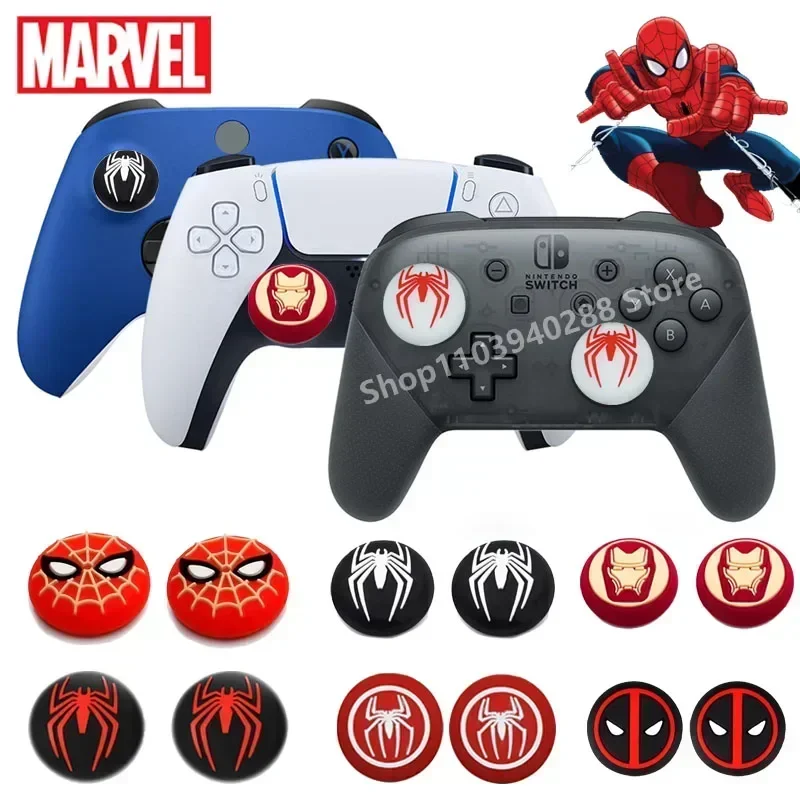 1set Disney SpiderMan Deadpool Duimgreep Cap Cover Playstation PS5 PS4 Xbox Serie Cartoon Gameing Controller Accessoires Cadeau