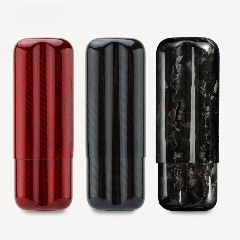 

2-Cigar Carbon Fiber Travel Tube - Ultra-Light Airtight Humidor, Portable Cigar Case with Gift Box