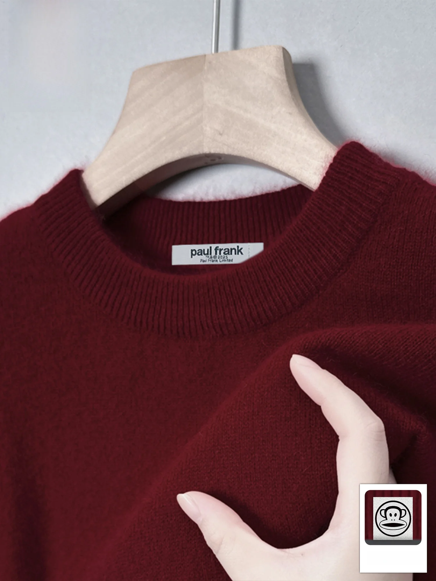 

Теплый повседневный мужской вязаный свитер PaulFrank с капюшоном, красный цвет, осенне-зимний, модный, с круглым вырезом, с длинными рукавами