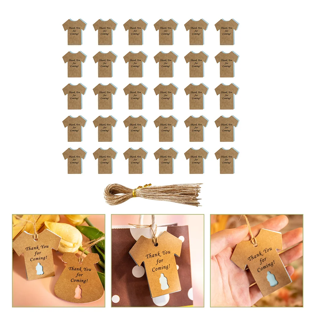 

50 Sets Paper Tags Blue Label Tag Birthday Baby Shower Gifts Pre Punch Hole Labels Card Packaging List Writing