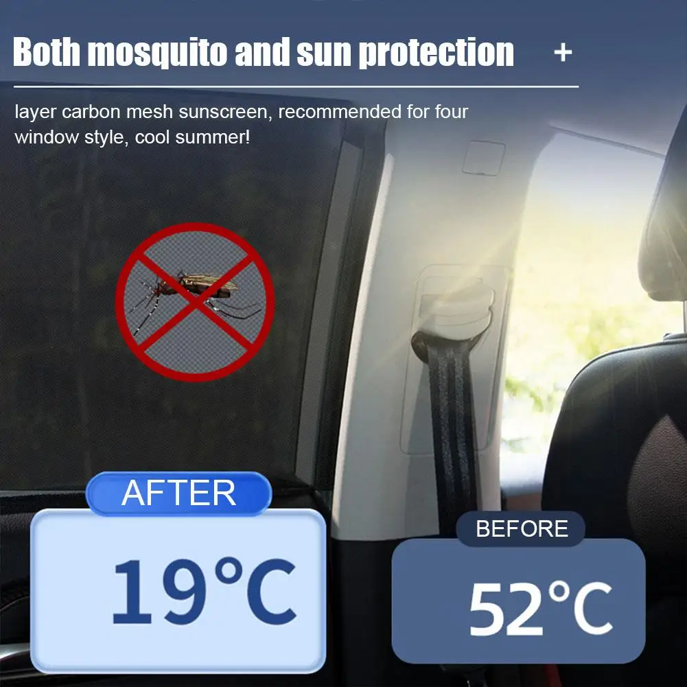 2pcs Car Sunshade Curtains Side Window Shades Car Curtains Protection Repellent Mosquito Mesh Net Sunshade UV Sun Visor Access
