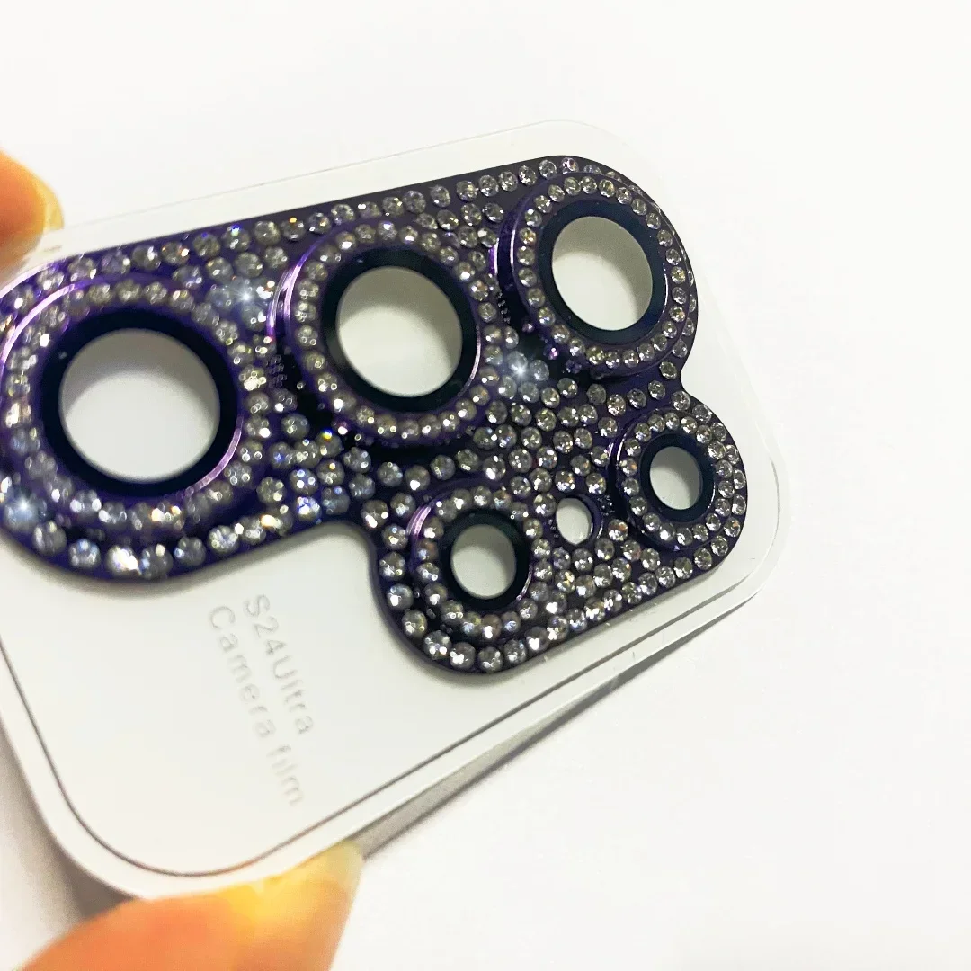 1PCS Shiny Bling Diamond Camera Len Protector For Samsung S24 Ultra Rhinestone Glitter Metal Screen Protect Film For Galaxy S24U