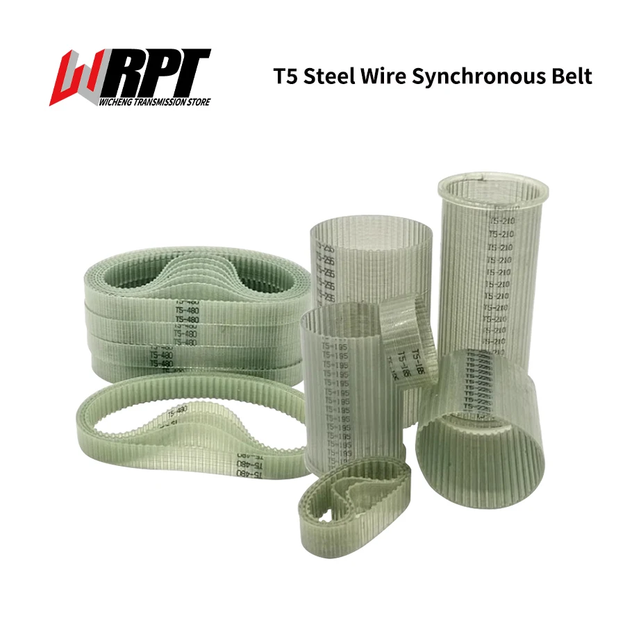 T5 Steel Wire Timing Belt Circumference 250/255/260/265/270/275/280/285/290/295 Toothed Belt Closed Loop Width 10/12/15/18/20mm