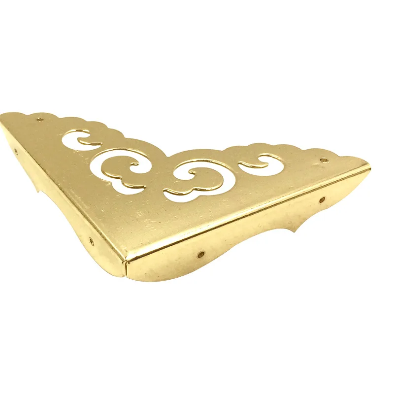 4pcs Antique Brass Corner Bracket Furniture Desk Cabinet Case Jewelry Wood Box Decorative Hardware Flower Part