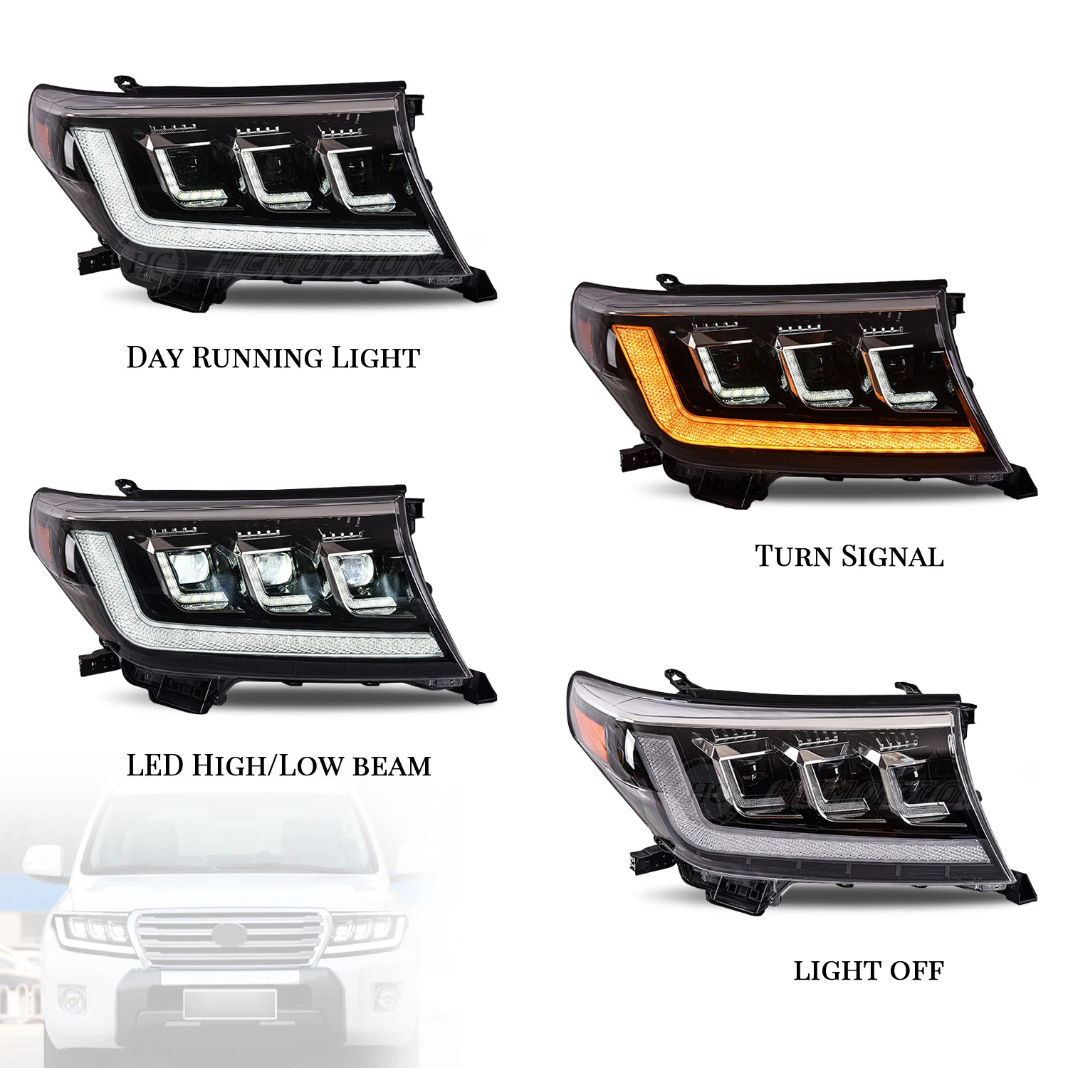 2026 HCMOTIONZ LED Headlights for Toyota Land Cruiser 2007-2015 FJ200 Sequential DRL Start up Animation Car Front Lamps Assembly