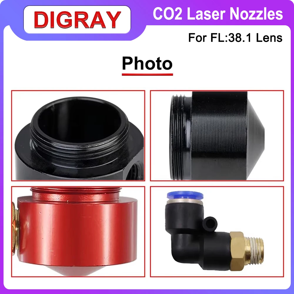 DIGRAY CO2 Laser Air Nozzle for Dia.20mm FL38.1mm Focus Lens Co2 Short Nozzle for Laser Head at CO2 Laser Cutting Machine