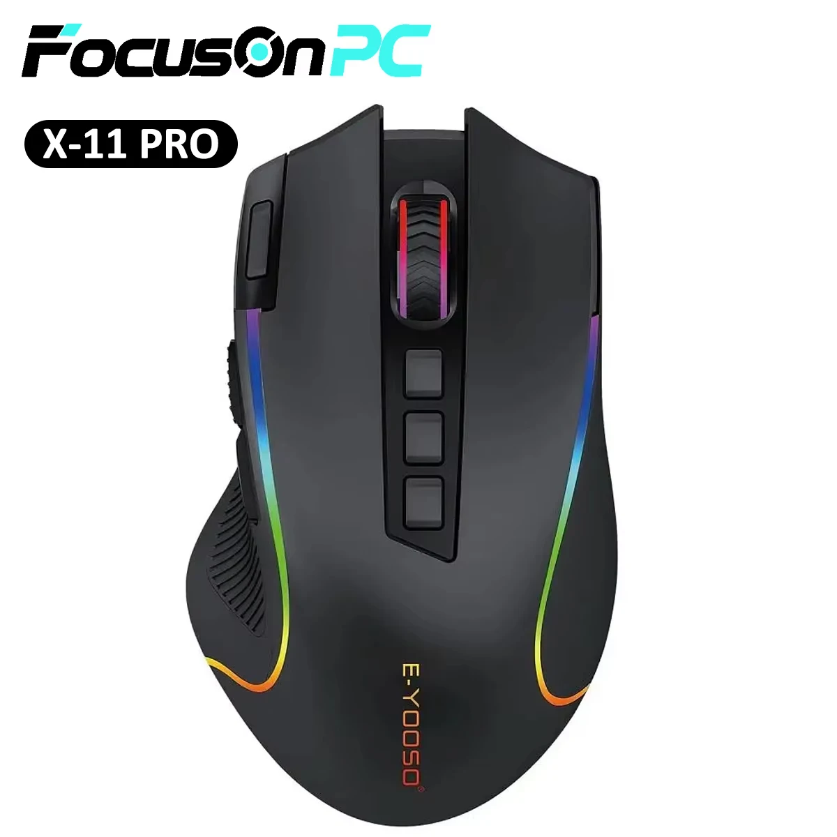 FocusOnPC X-11 PRO RGB Wireless Gaming Mouse 2.4G  Bluetooth Wired Supported 8000 DPI 9 Programmable Buttons Computer Mice Gamer