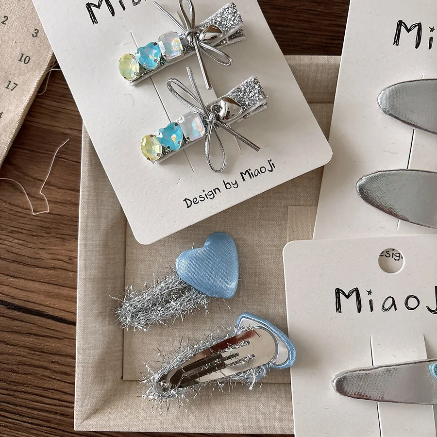 

Butterfly Hair Clips 2PCS Korean Blue Silver Barrettes for Girls Kids Non-Slip Fringe Clips Fashion Gift
