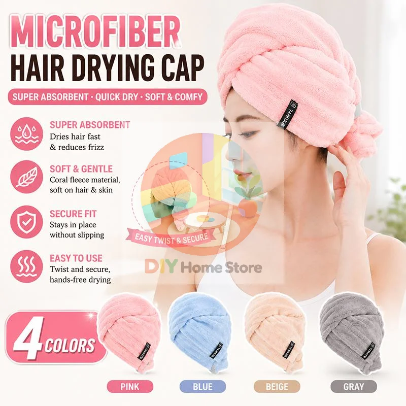 1Pcs Quick Dry Absorbent Hair Towel Cap Soft Coral Fleece Bath Wrap for Curly Hair Women Shower Hair Care
