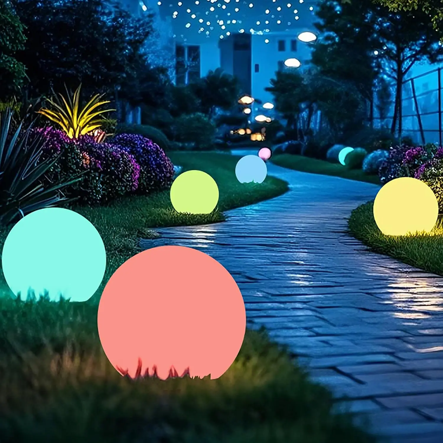 Solar Globe Lights Outdoor,12 Inch RGB Solar Ball Light with Remote Control