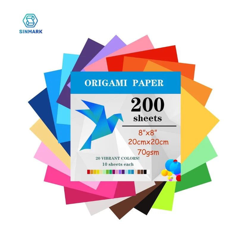 

200pcs 2 Sizes Origami Square Paper Double Sided Folding Lucky Wish Paper Crane Craft DIY Colorful Scrapbooking 20 Colors