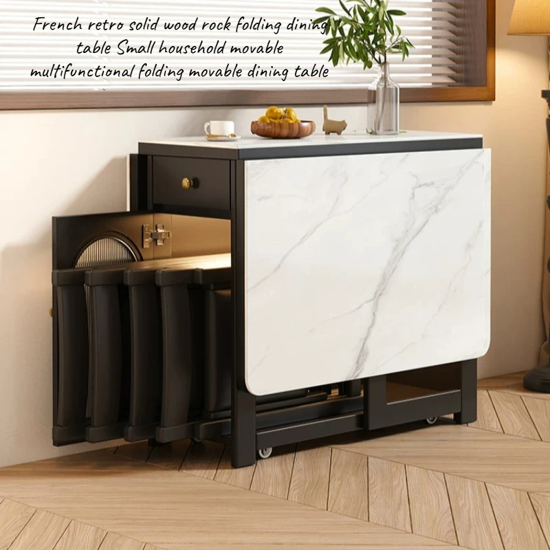 Center Luxury Kitchen Italian Dining Table Extendable Coffee Modern 6 Chairs Foldable Table Vintage Wood Kitchen Furniture