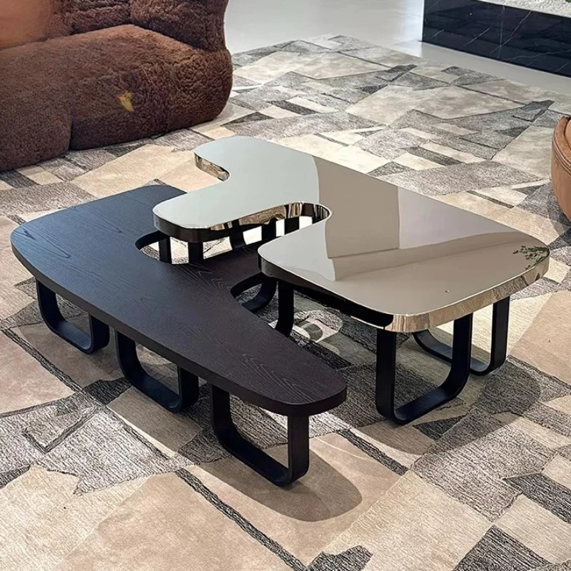 Living room furniture elegant design copper steel legs side table coffee table set