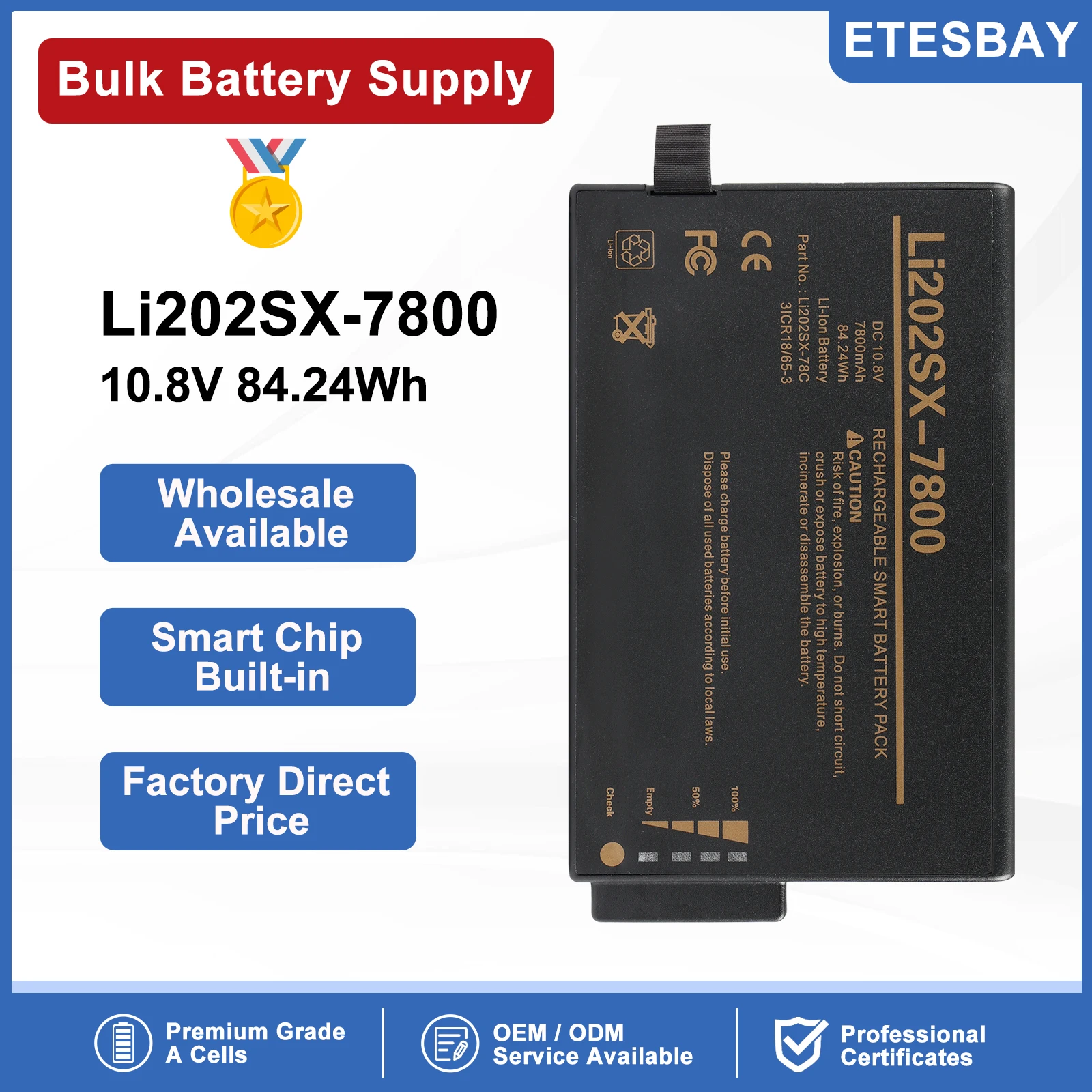 ETESBAY LI202SX-7800 Battery Replacement For TSI AEROTRAK APC 9510-02 For DustTrak II 8530 8531 DRX 8533 Aerosol Monitor