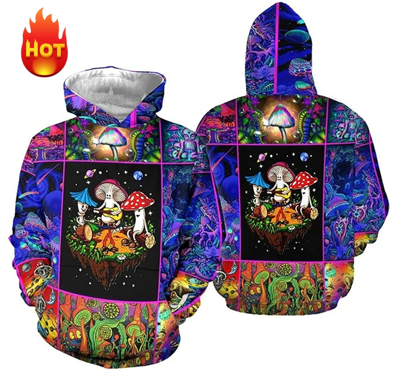 Psychedelic Mushroom Pattern 3D Print Hoodies Men Women Casual Cool Pop Sweatshirts Hip Hop Oversized Pullover Kids Top Clothing