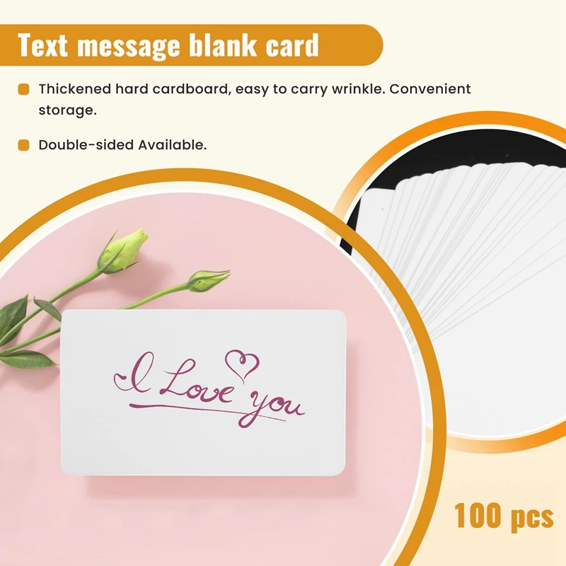 B53C Blank White Cardboard Paper Message Card Business Cards Word Card DIY Tag Gift Card About 100Pcs (White)