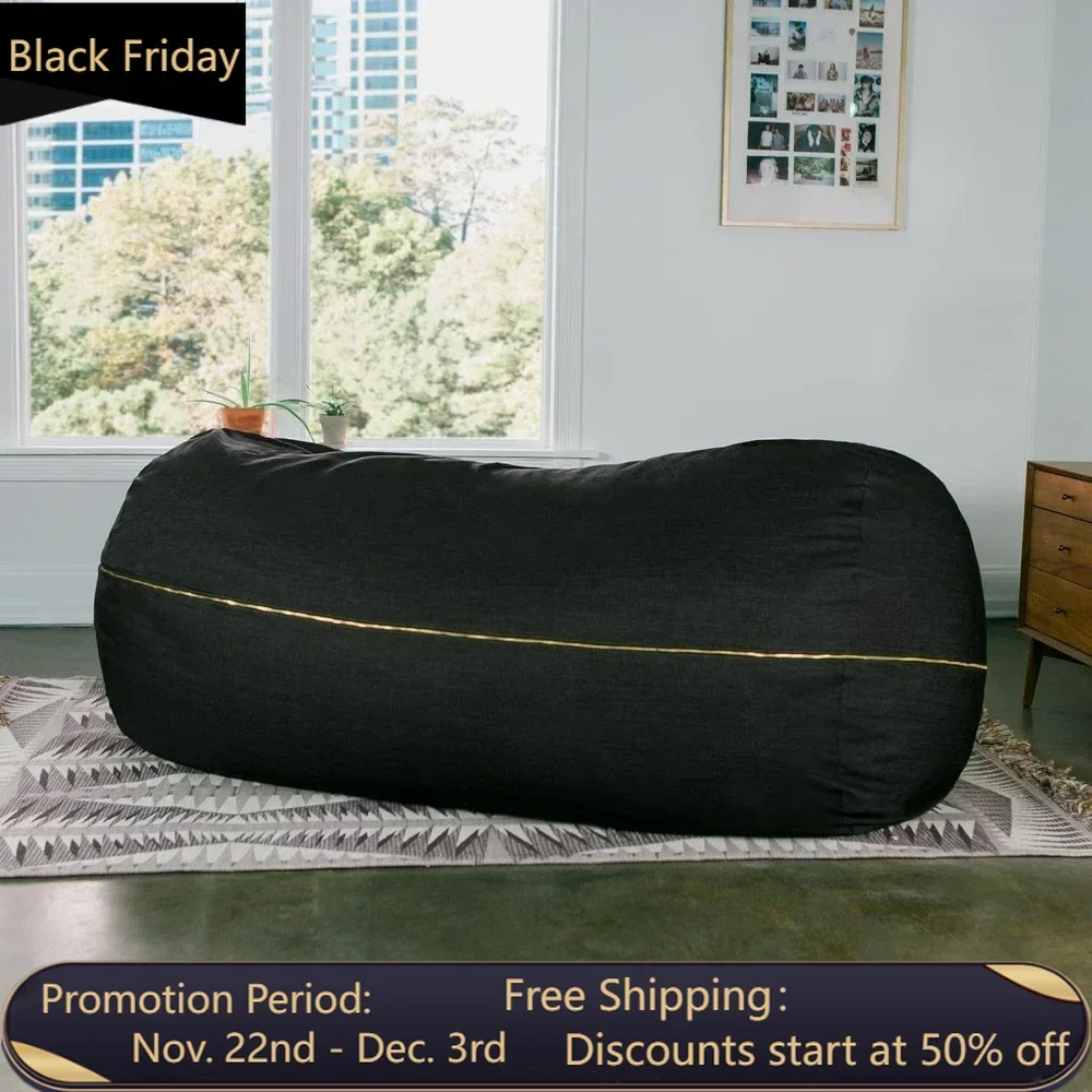 7 ft Giant Bean Bag Sofa, Black Denim