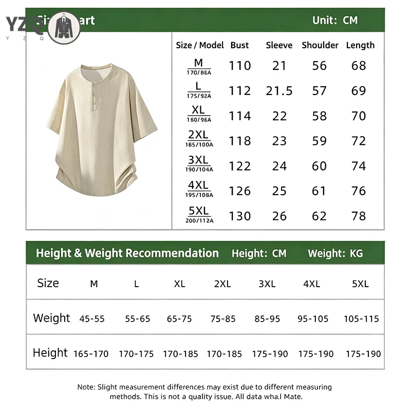 Mens Oversized Loose Short Sleeve Top Mandarin Henley Collar Linen Blend T‑Shirt For Outdoor Walking Shopping Daily Relax Outfit view 6