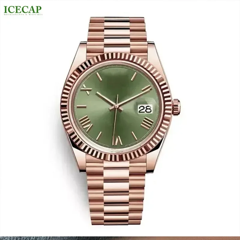 Icecap Fashion Jewelry Ice Out Classic Hip Hop Business Mechanical Custom Watch Rose Gold Luxury Moissanite Watch For Men