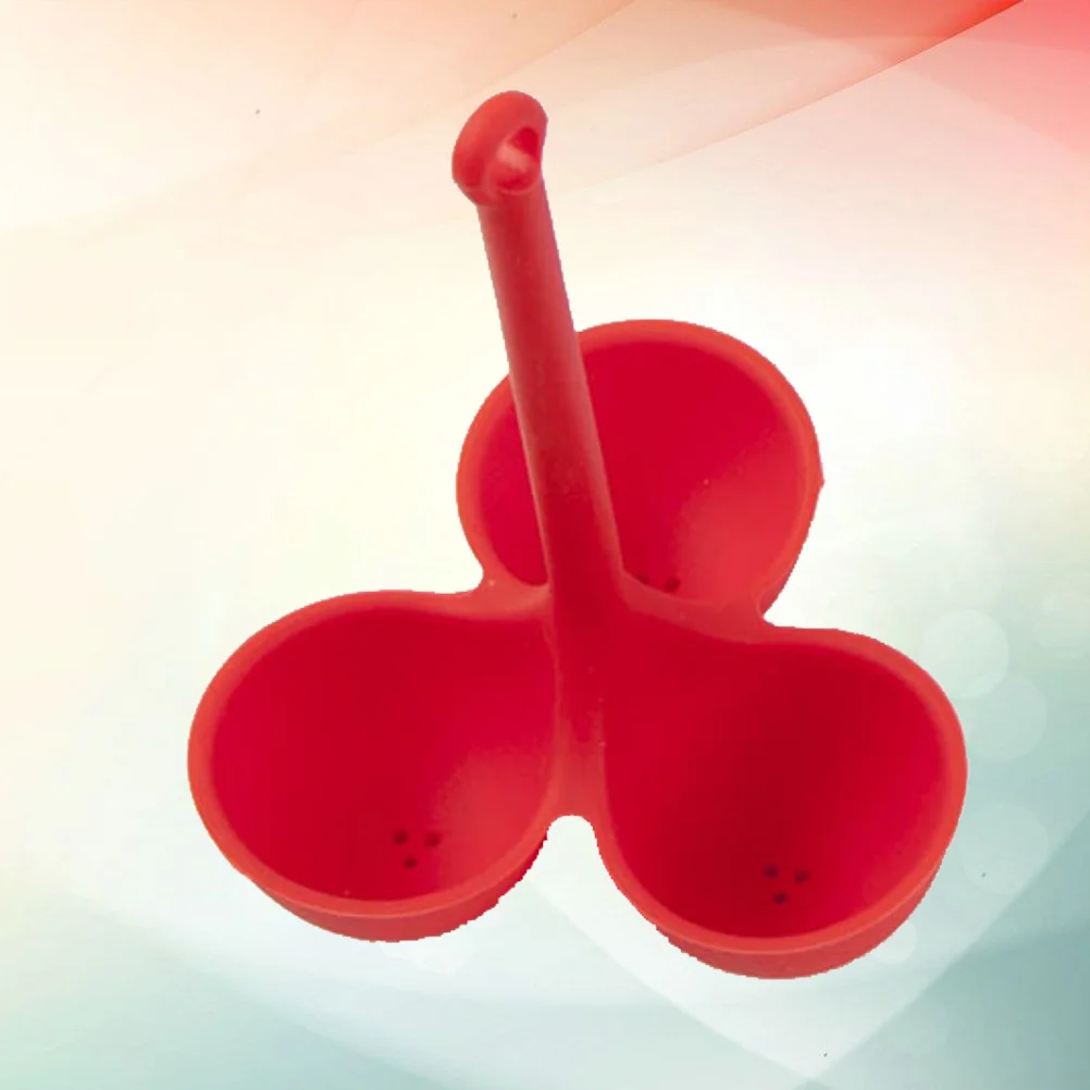 3 Pcs Microwave Ovens Egg Poaching Rack Kitchen Utensil for Boiling Boiled Eggs Silicone Holder Steamer Poacher Red