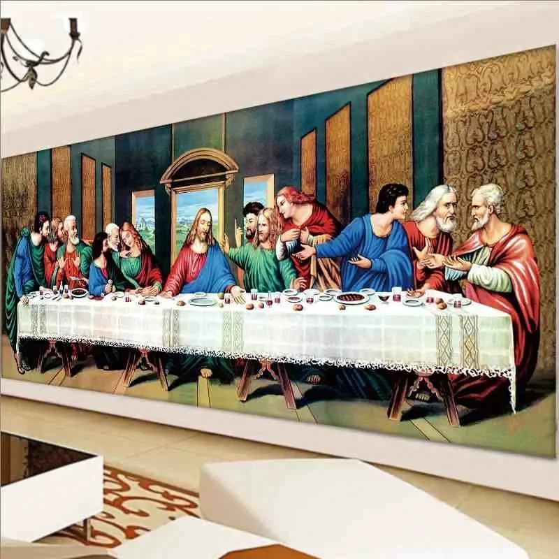 

DIY full Diamond Embroidery,Round Diamond The Last Supper Jesus Living room decoration rhinestone beads Diamond painting