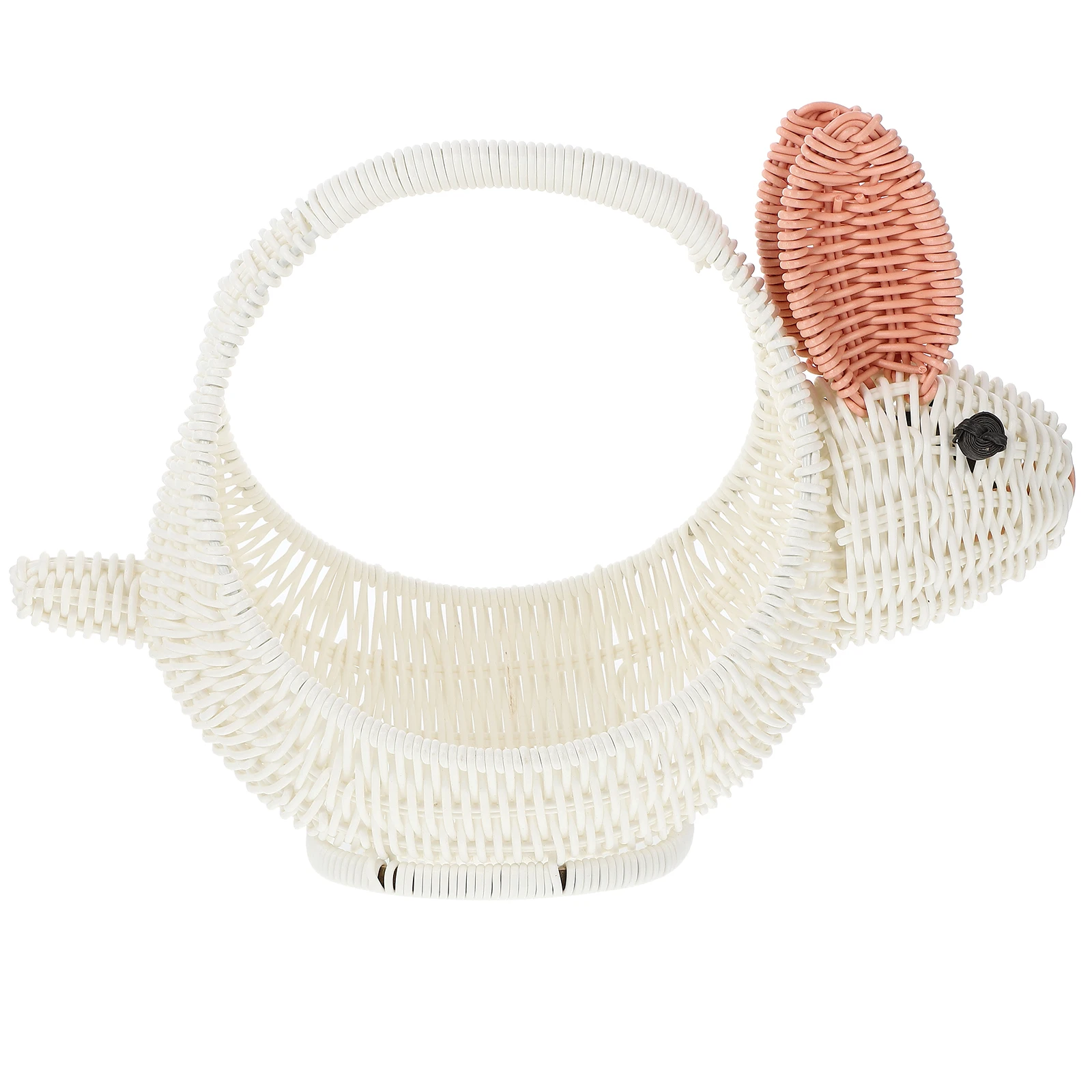 

Woven Bunny Basket Imitation Rattan Fruit Holder Kitchen Countertop Storage Snacks Bread Basket Practical Use Smooth Surface