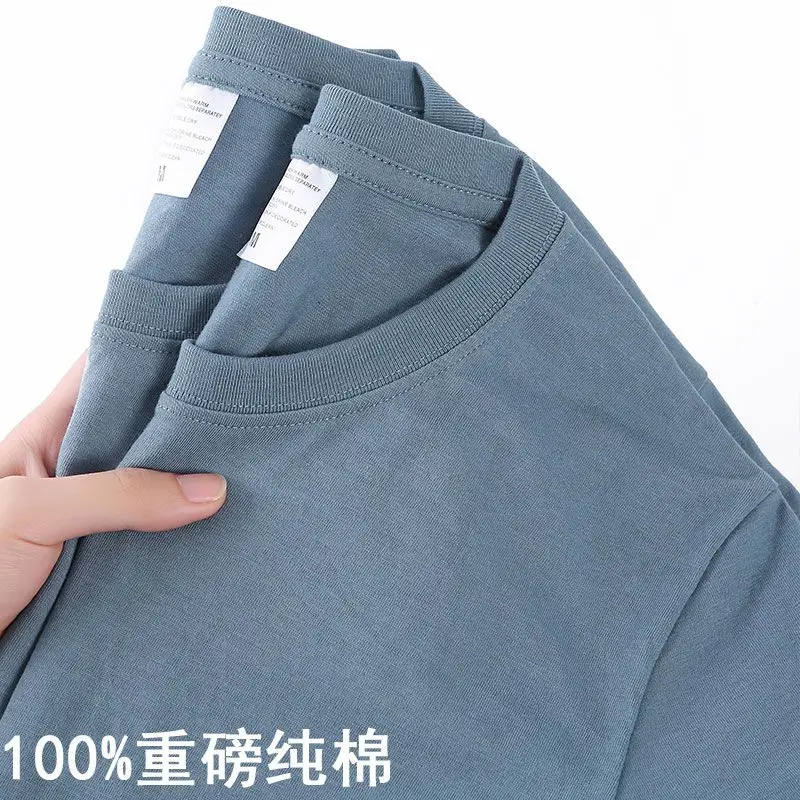 100% Cotton T-shirt Men Women Solid Color O Neck Short-sleeved Tops Summer Korean Loose Half-sleeve T Shirt Unisex M-4XL, image 17