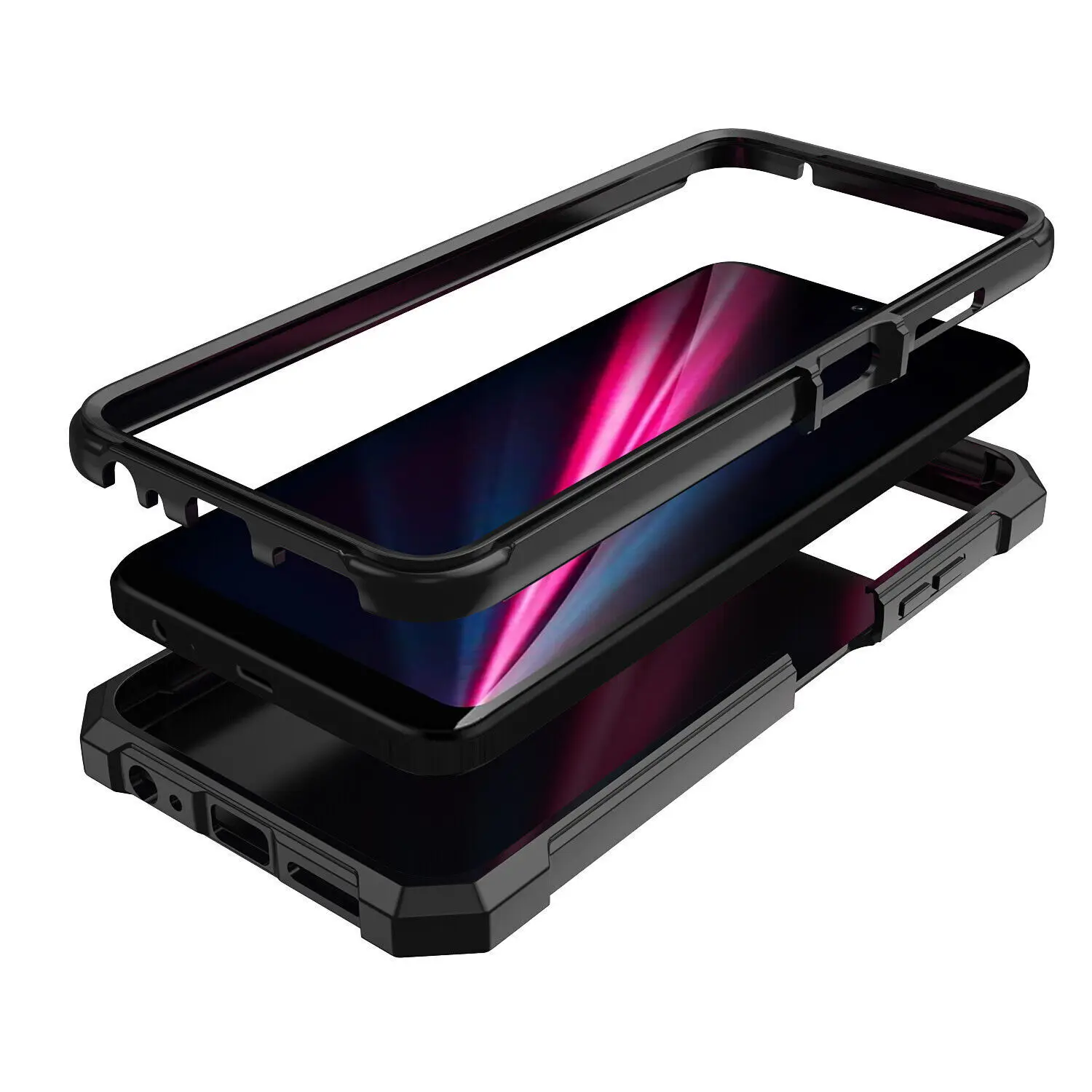 For T-mobile Revvl 6 Pro / 6x Pro Case Full Body Shockproof Hybrid Cove Shockproof Airbag Protective Coverr+Tempered Glass