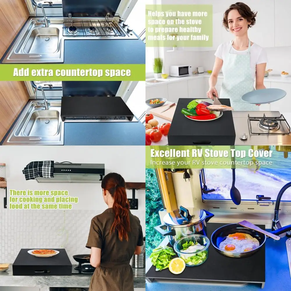 

Black Wooden Rv Stove & Sink Cover, 29.92 x 22.05 Inch, Noodle Cutting Board for Electric/Gas Burners