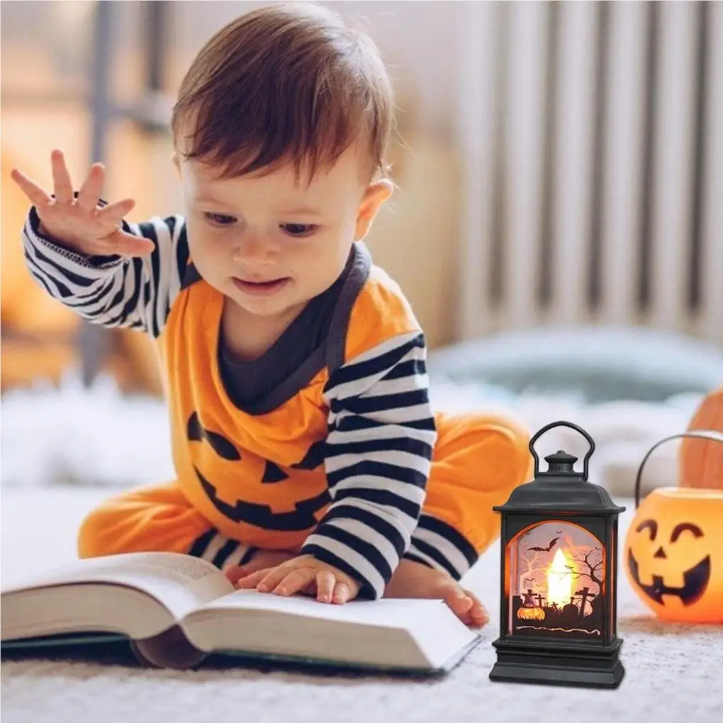 Candle Light Pumpkin Lamp Halloween Lantern Electronic Components Hanging Lanters Party Decoration Desk Ornament Type 2