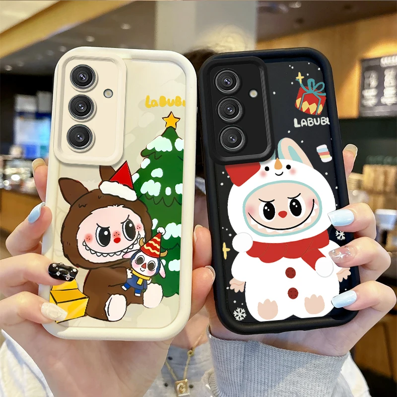 

Cute Christmas P-Pop Mart Labubu Phone Case For Samsung Galaxy S25 S24 S23 S21 Ultra Plus S25 S23 S20 Dustproof Shockproof Cover