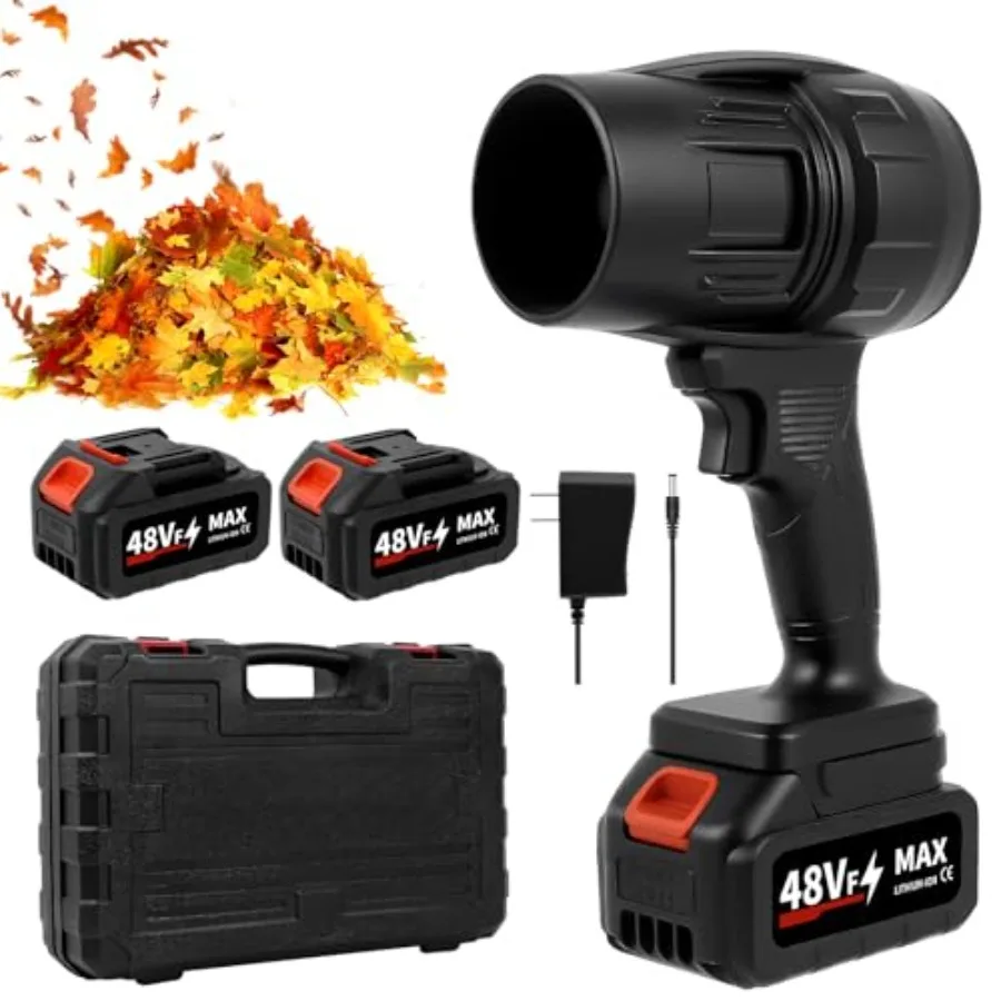 

Cordless Turbo Leaf Blower, Clearance! 2X 21V Batteries and Fast Charger, 180, 000 RPM, Handheld, for Lawn, Patio, Car and Dust