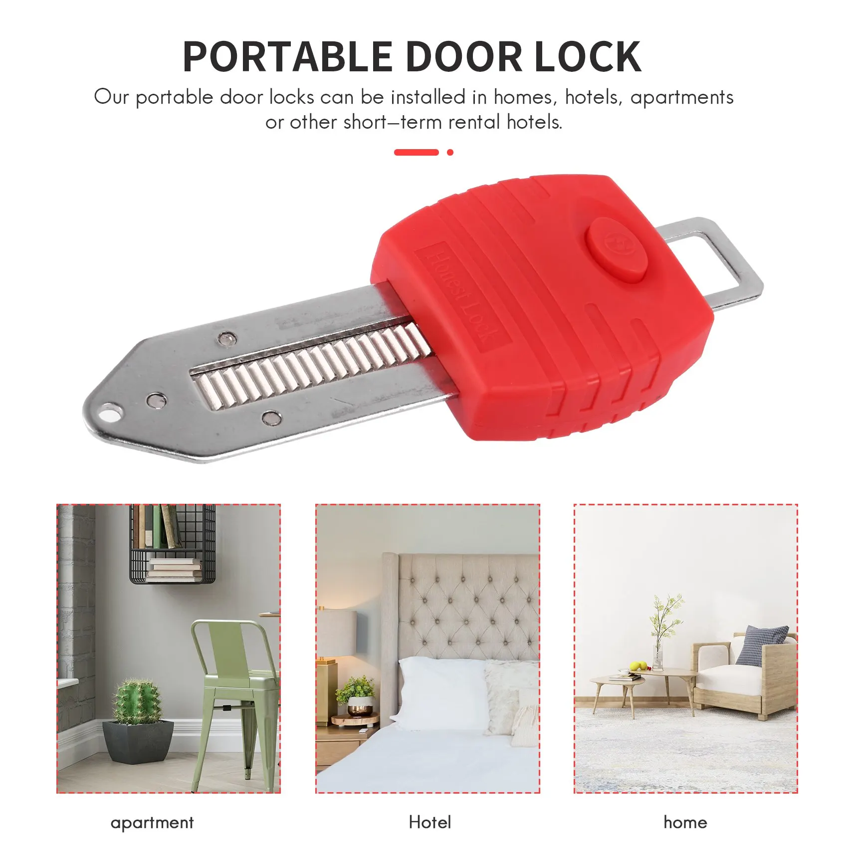 A37F 2025 Portable Door Lock Travel Lock Safety Lock School Lockdown Lock for Travel Hotel Home Apartment Motel Room Security view 5