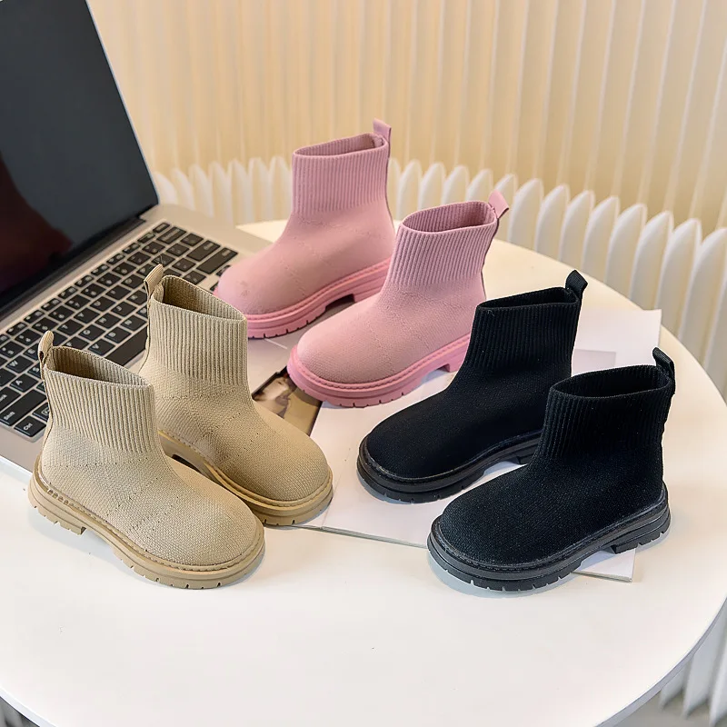 Winter child casual boot2025new simple child flat bottomed breathable boots British style girl fashiona boots child short boots