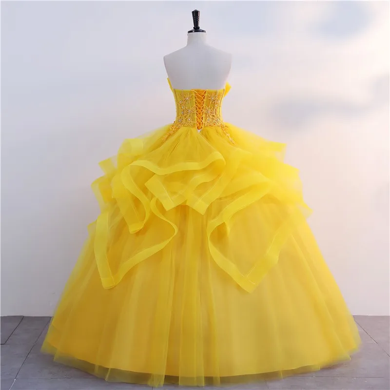 New Gold Quinceanera Dresses Classic Strapless Ball Gown Real Photo Prom Dress Shinny Formal Gown Luxury Modern Vestidos