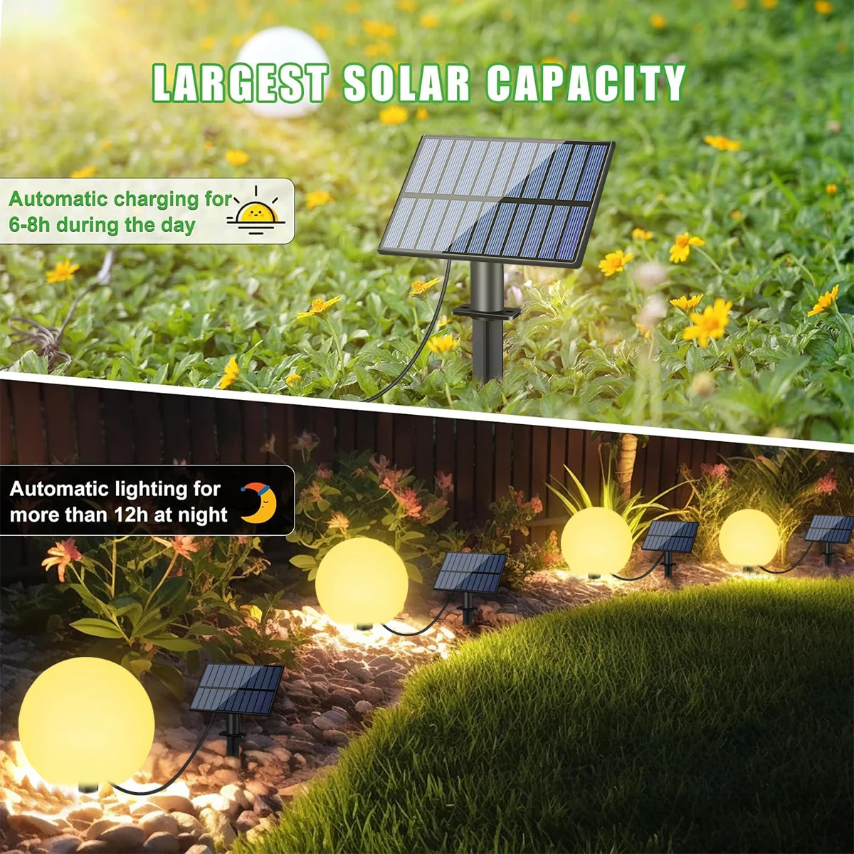 Solar Light Outdoor Garden Decor Split Solar LED Ball Light with Auto On/Off Remote Control 16 Colors IP65 Waterproof for Patio