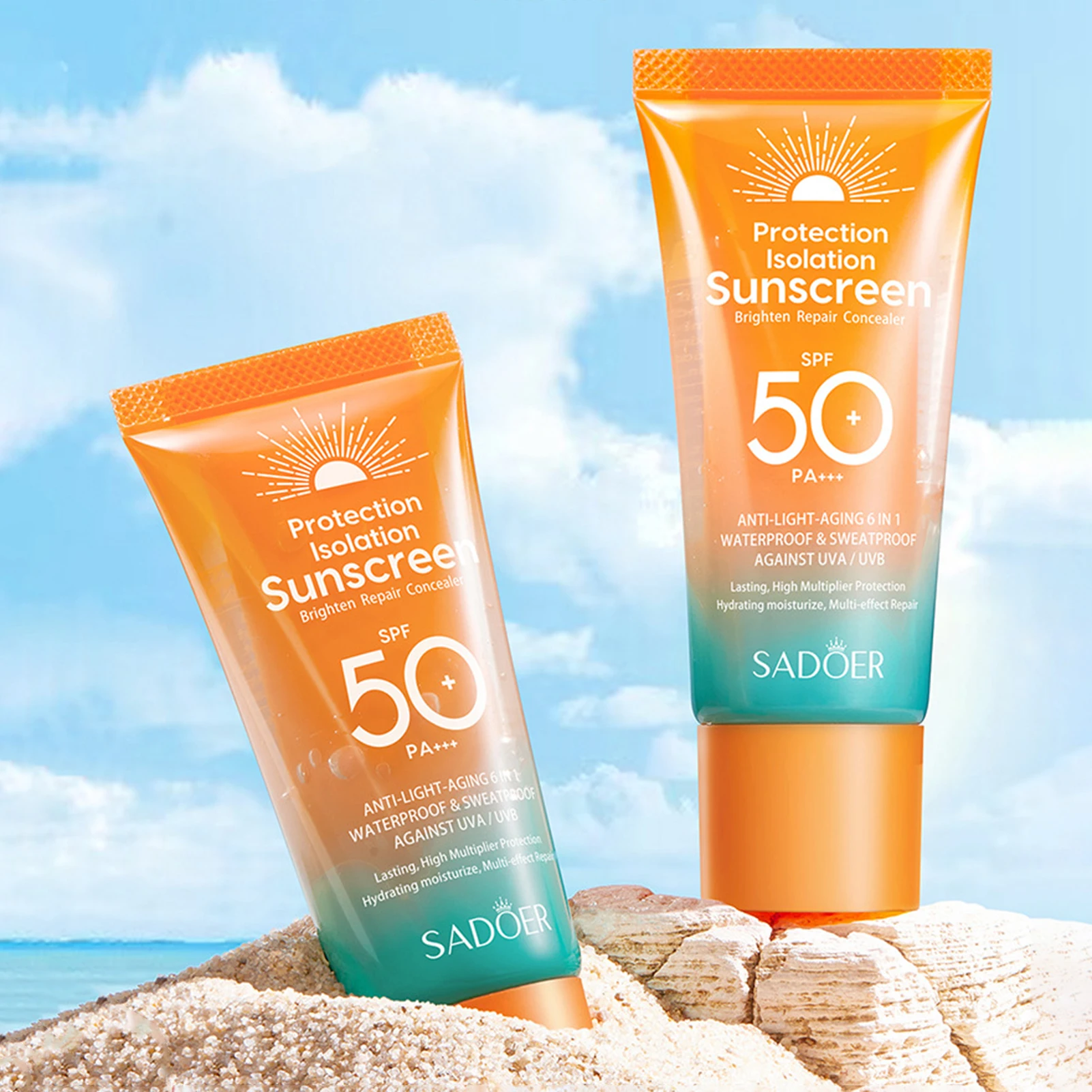 

50g SPF50 Protection Isolation Sunscreen Brighten Repair Concealer Broad-Spectrum Protection Against Uva Uvb Rays for Men Women