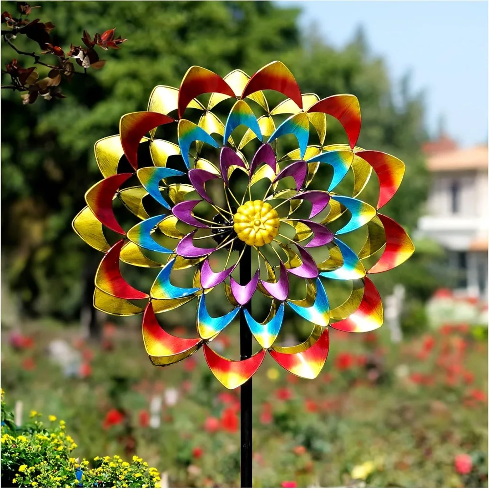 

Garden Wind Spinners Outdoor Large Metal,84'' Yard Art Wind Sculptures & Spinners, Windmills Gifts for Lawn Patio Decor(Rainbow)