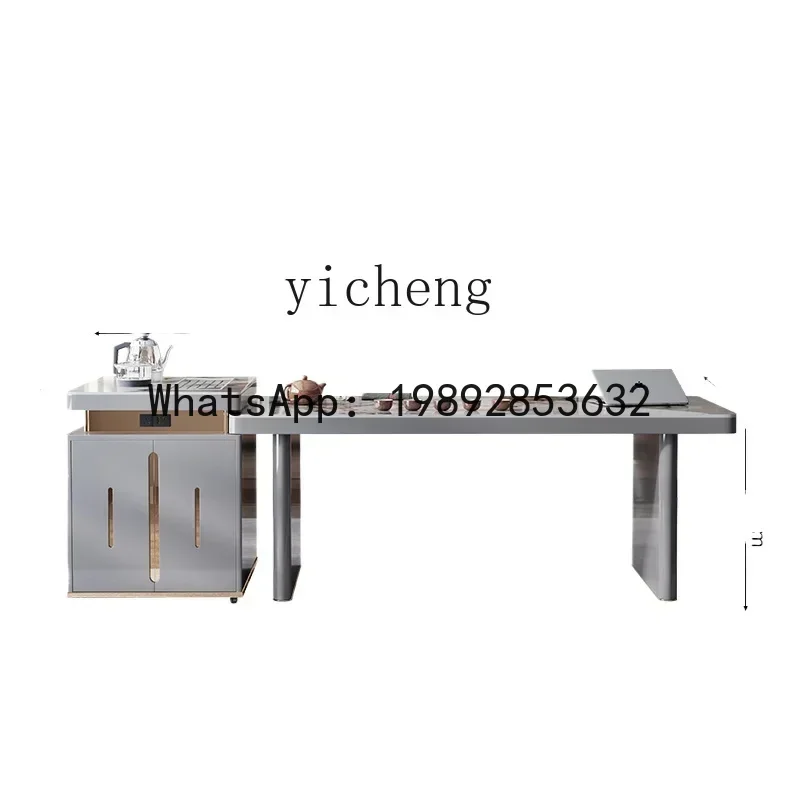 O15-  Stone Plate Tea Table Suit Home Study Modern Simple High-End Office to Entertain Customers Tea Stool Combination