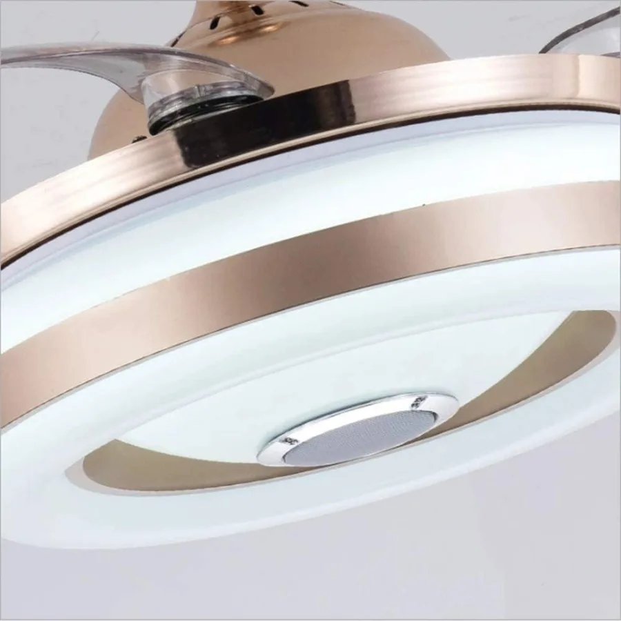 42-inch Ceiling Fan with Built-in LED Light and Remote Control for Indoor Use Modern Hidden Smart Retractable Design Low Profil