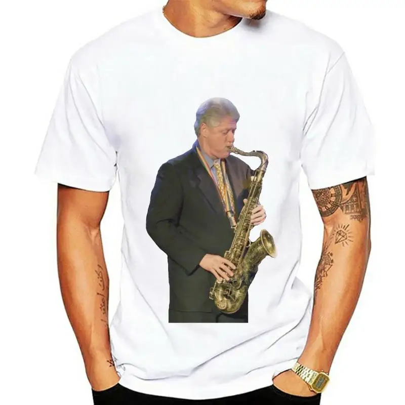 Bill Clinton Playing Saxophone Shirt Democrat Hillary President Tee - NEW