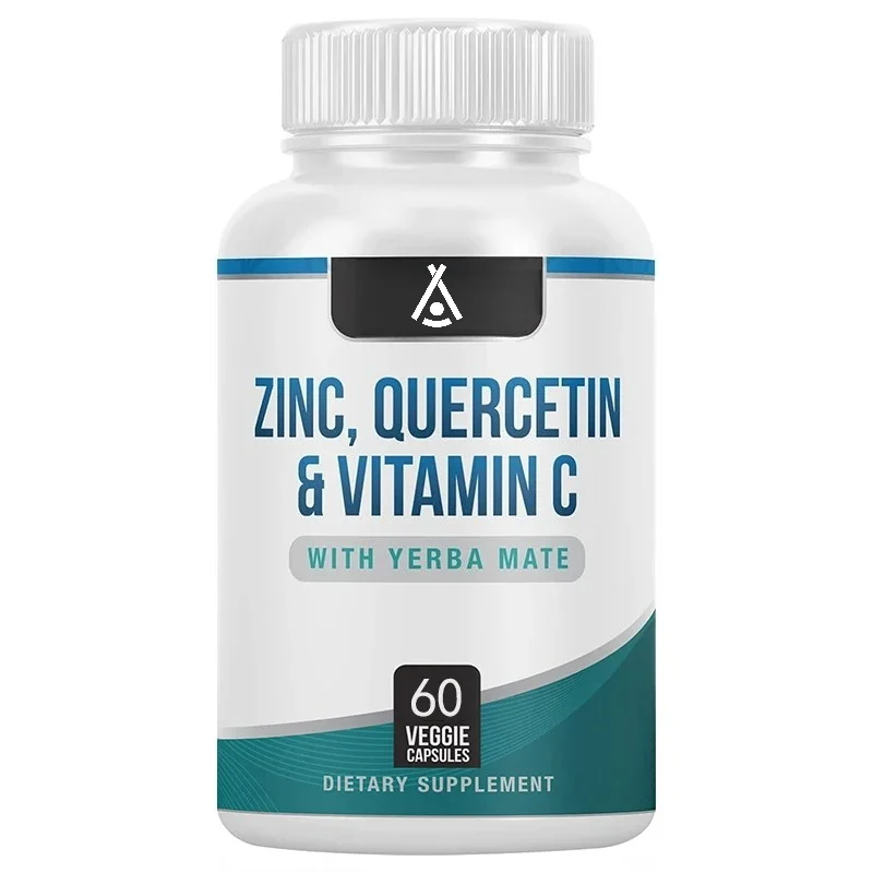 Zinc and Quercetin Immune Support Supplement, Containing Vitamin C, Used for Immune Support and Heart Health, 60 Capsules