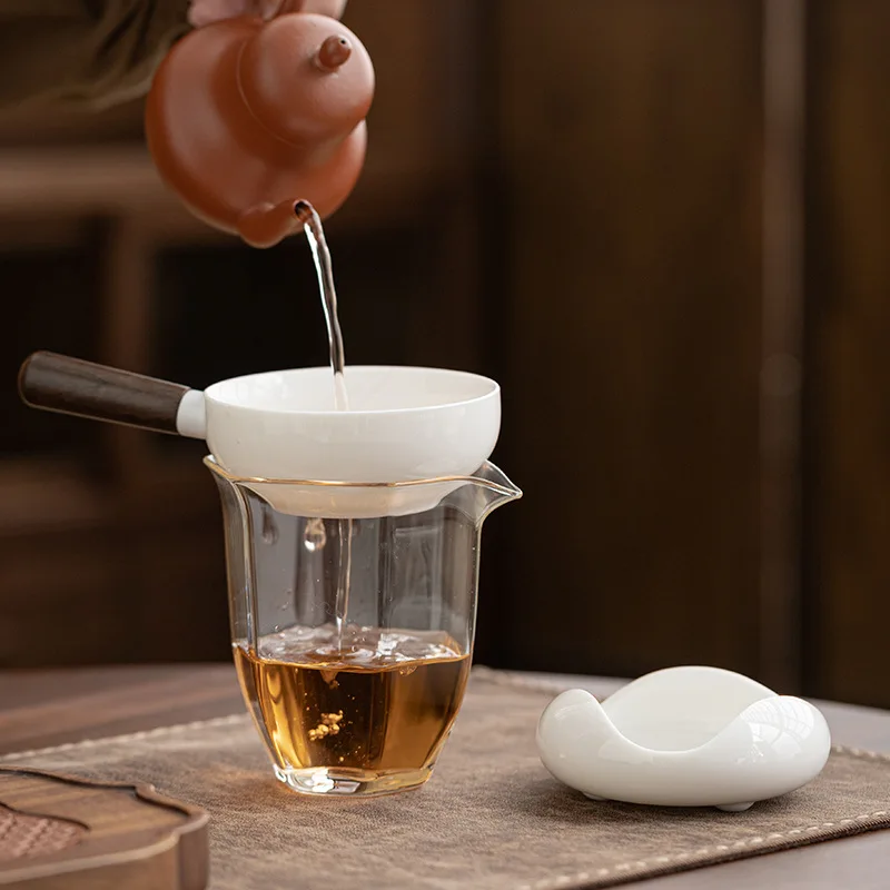 

LH tea filter ebony side handle integrated tea filter household Chinese ceramic tea set