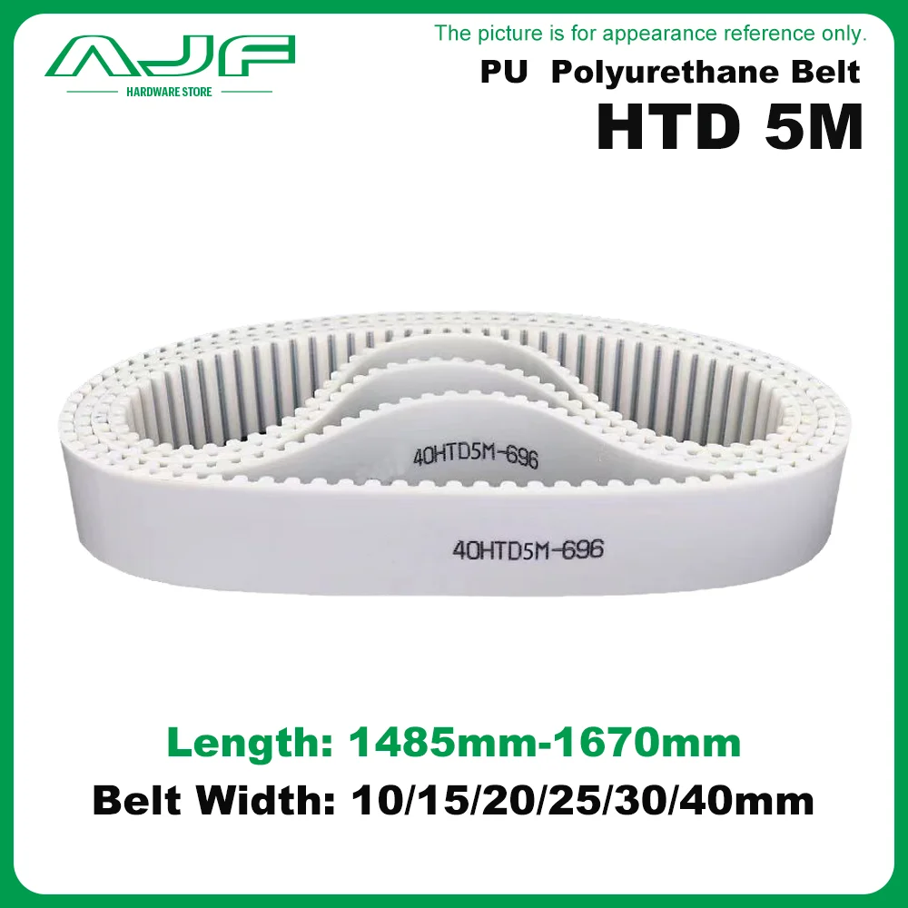 

HTD 5M PU Polyurethane Timing Belt Length 1485mm~1670mm Width 10/15/20/25/30/40mm 5M PU Synchronous Belt Closed Loop Gear Belt