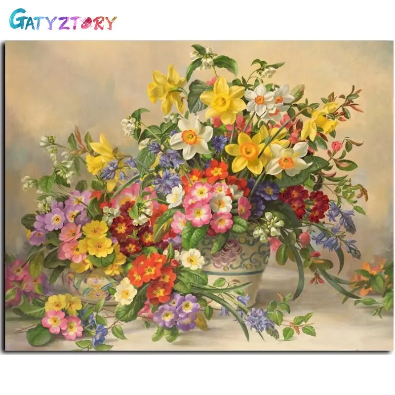 

GATYZTORY Paint By Numbers Hand Painted Home Decor Kits Drawing Canvas DIY Oil Coloring Painting Vase Pictures By Numbers